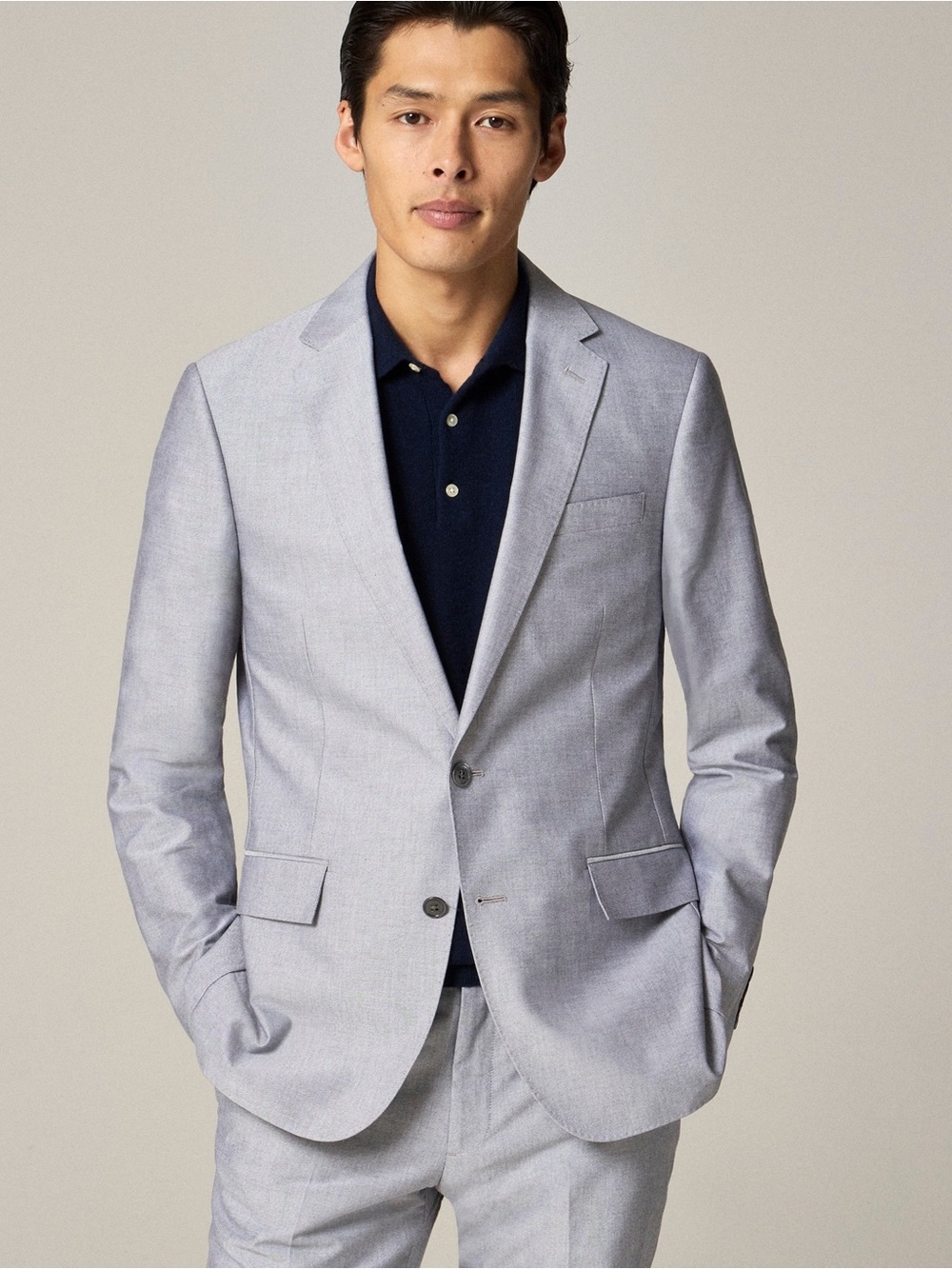 J. Crew $348 Gray Ludlow Slim Suit Jacket In Portuguese Cotton Oxford Size 38R M